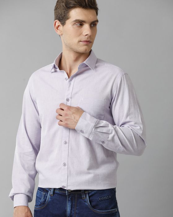 Cavallo By Linen Club Men's Cotton Linen Grey Solid Slim Fit Full Sleeve Casual Shirt