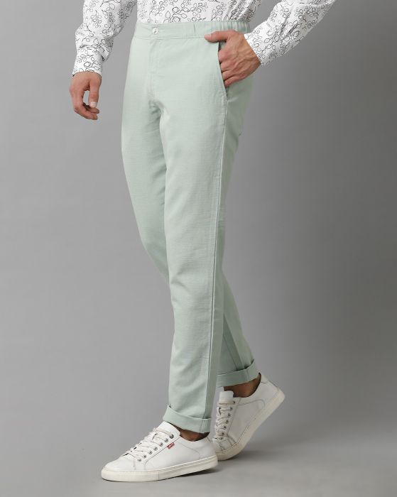 Cavallo by Linen Club Men's Cotton Linen Slim Fit Elasticated Waist Casual Trousers