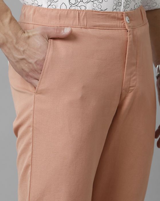 Cavallo by Linen Club Men's Cotton Linen Slim Fit Elasticated Waist Casual Trousers