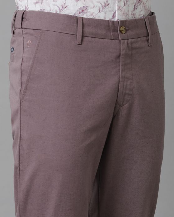Cavallo by Linen Club Men's Cotton Linen Slim Fit Flexi Waist Casual Trousers