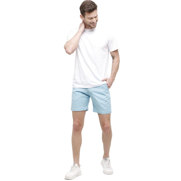 Linen Club Studio Men's Linen Blue Solid Slim Fit Shorts