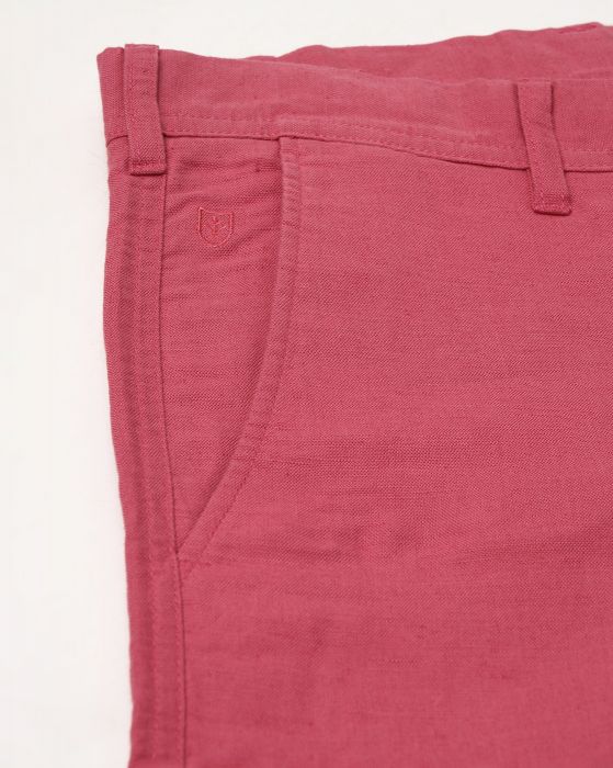 Linen Club Studio Men's Linen Pink Solid Slim Fit Shorts