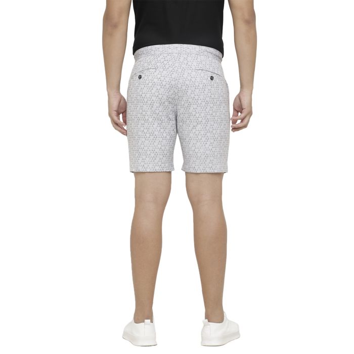 Linen Club Studio Men's Linen Grey Printed Slim Fit Shorts