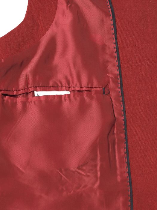 Linen Club Studio Men's Linen Red Solid Nehru Jacket