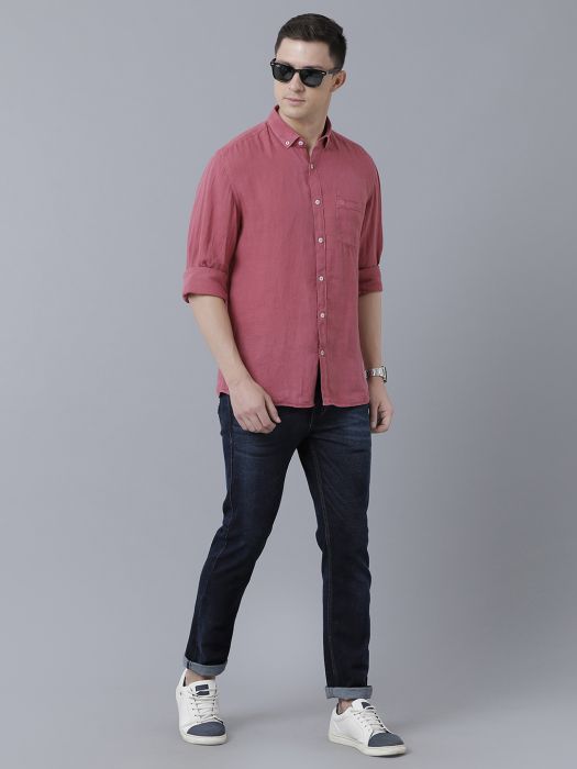 Linen Club Casual Shirts : Buy Linen Club Embellished Regular Fit Maroon  Shirt Online