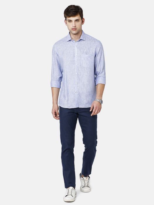 Slim Fit Spread Collar Linen Shirt - Lavezzi