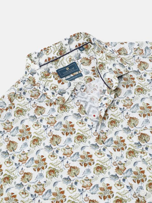 Linen Club Studio Men's Pure Linen Multicolor Printed Regular Fit Full Sleeve Casual Shirt