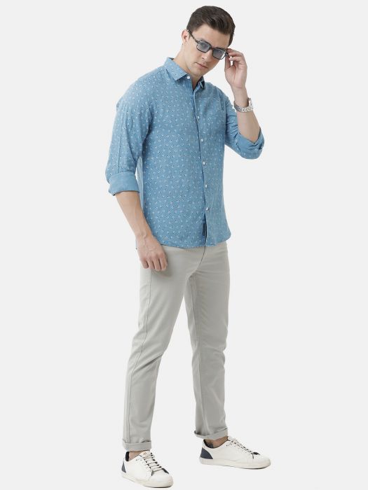 Linen Club Studio Men's Pure Linen ORANGE Printed Regular Fit Full Sleeve Casual Shirt