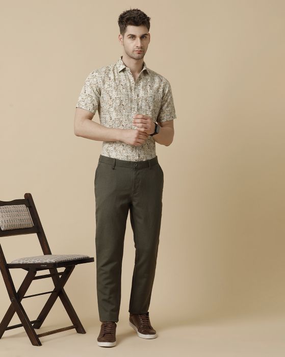 Linen Club Men's Linen Rich Multi Printed Contemporary fit Half Sleeve Casual Shirt