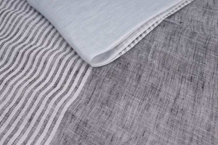 Linen Club Grey Striped Pure Linen Unisex Stole