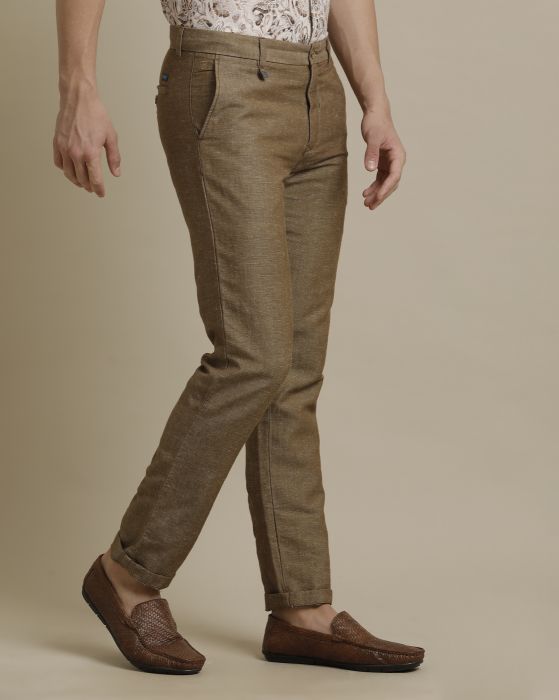 Regular Fit Linen-blend trousers - White/Striped - Men | H&M IN