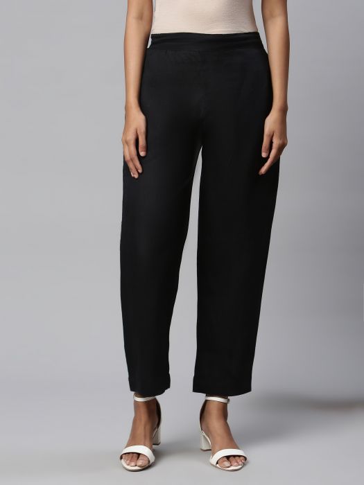 Pure Linen black Standalone pant  for Woman 