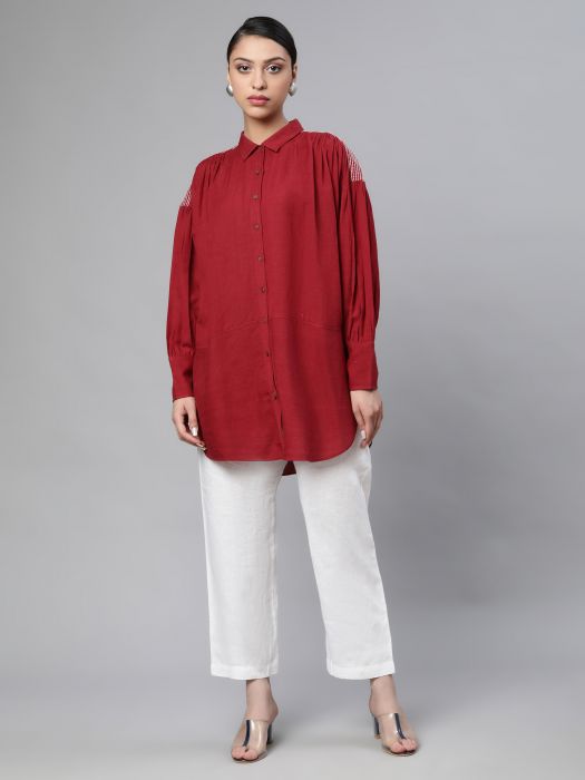 Red solid tunic