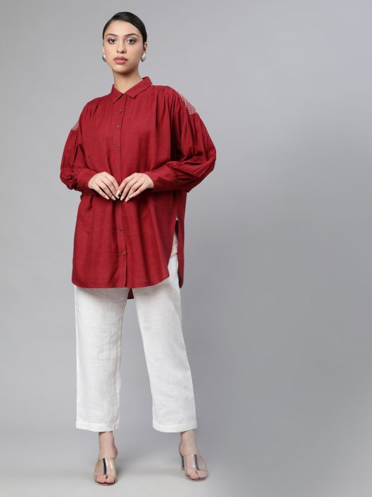 Red solid tunic