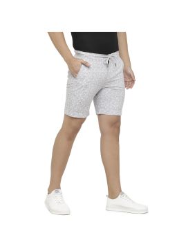 Linen Club Studio Men's Linen Grey Printed Slim Fit Shorts