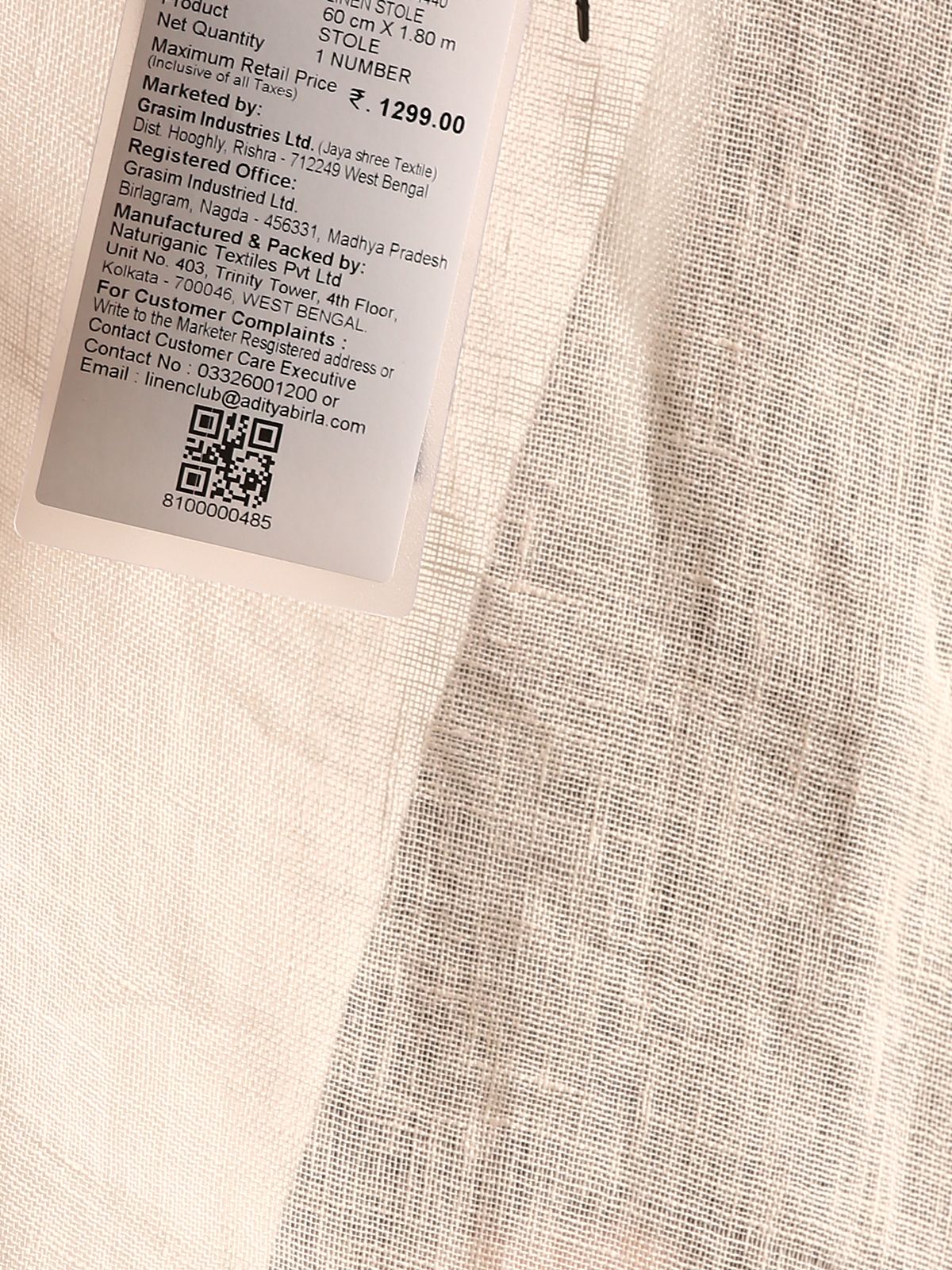 Linen Club Unisex Linen Stole Solid Light Peach (Size:Free)