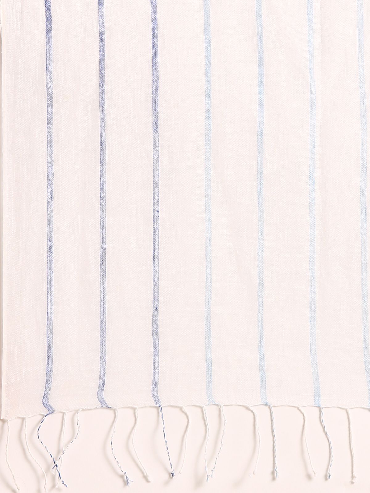 Linen Club Unisex Linen Stole Checkered White (Size:Free)