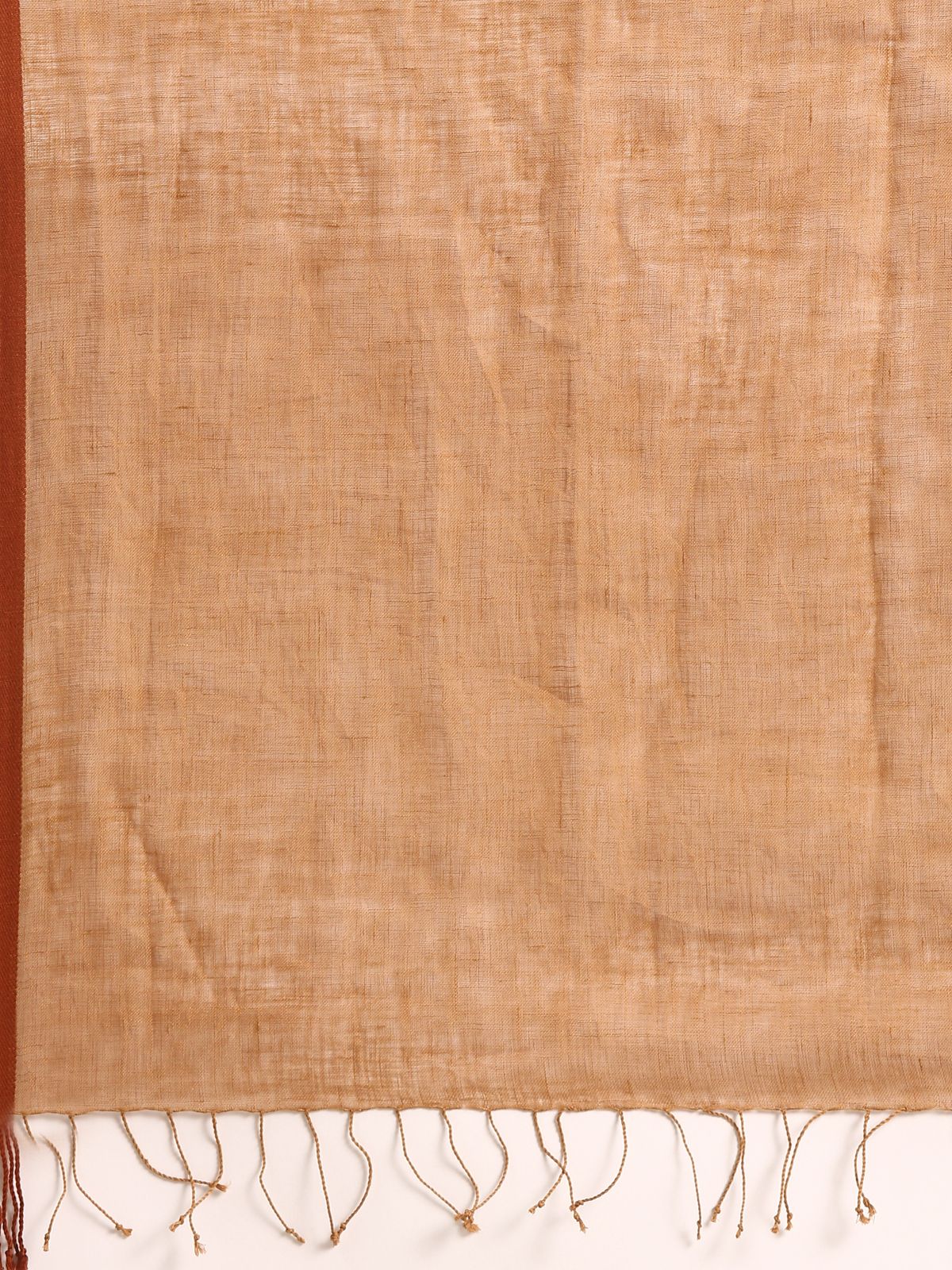 Linen Club Unisex Linen Stole Solid Light Brown (Size:Free)