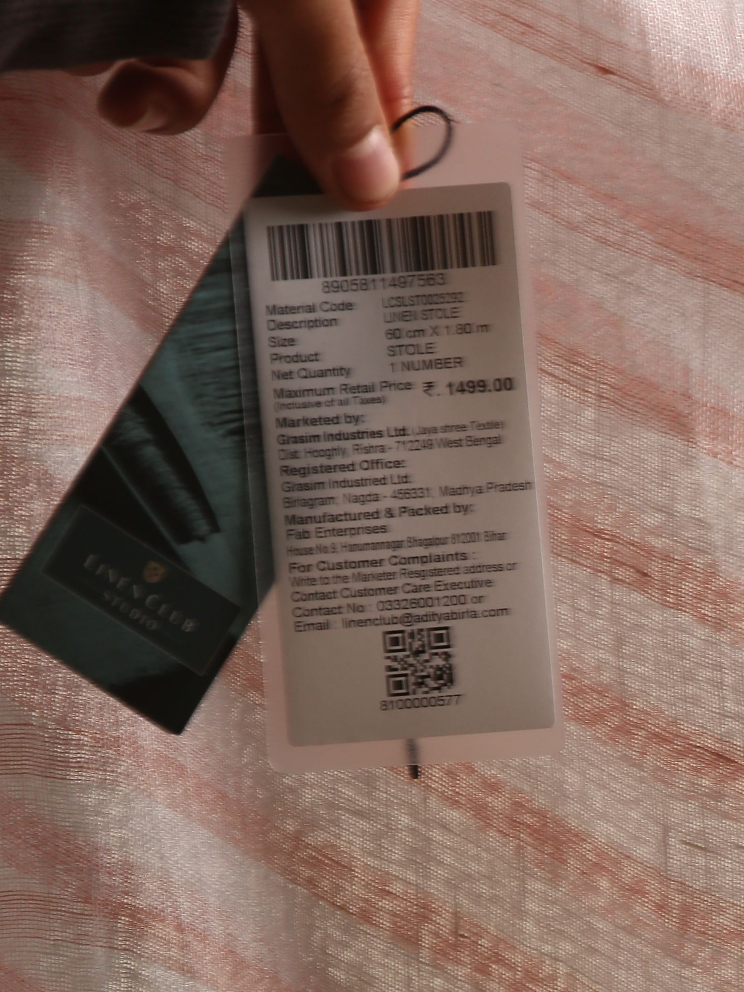 Linen Club Unisex Linen Stole Striped White (Size:Free)