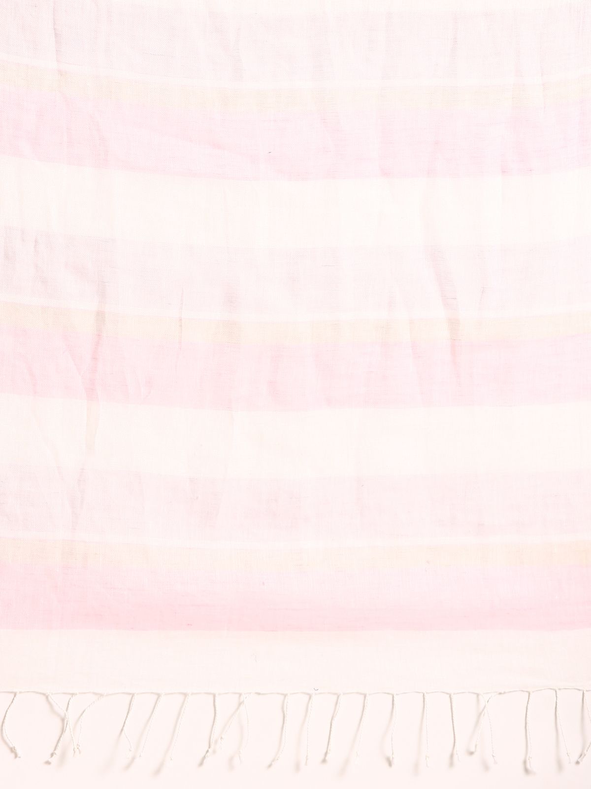 Linen Club Unisex Linen Stole Striped Cream (Size:Free)