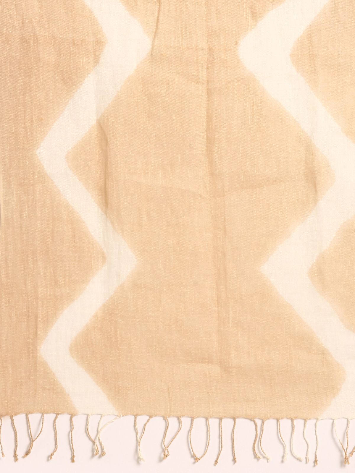 Linen Club Unisex Linen Stole Chevron Beige  (Size:Free)