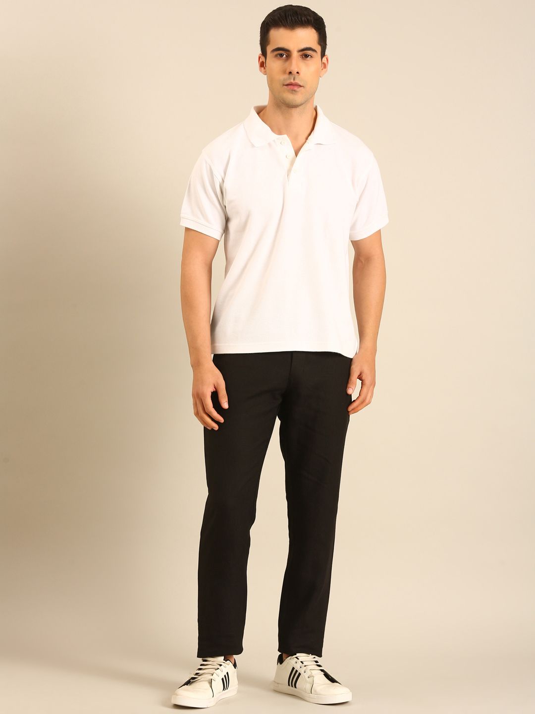 Linen Club Men's Linen Black Solid Contemporary Fit Casual Trouser