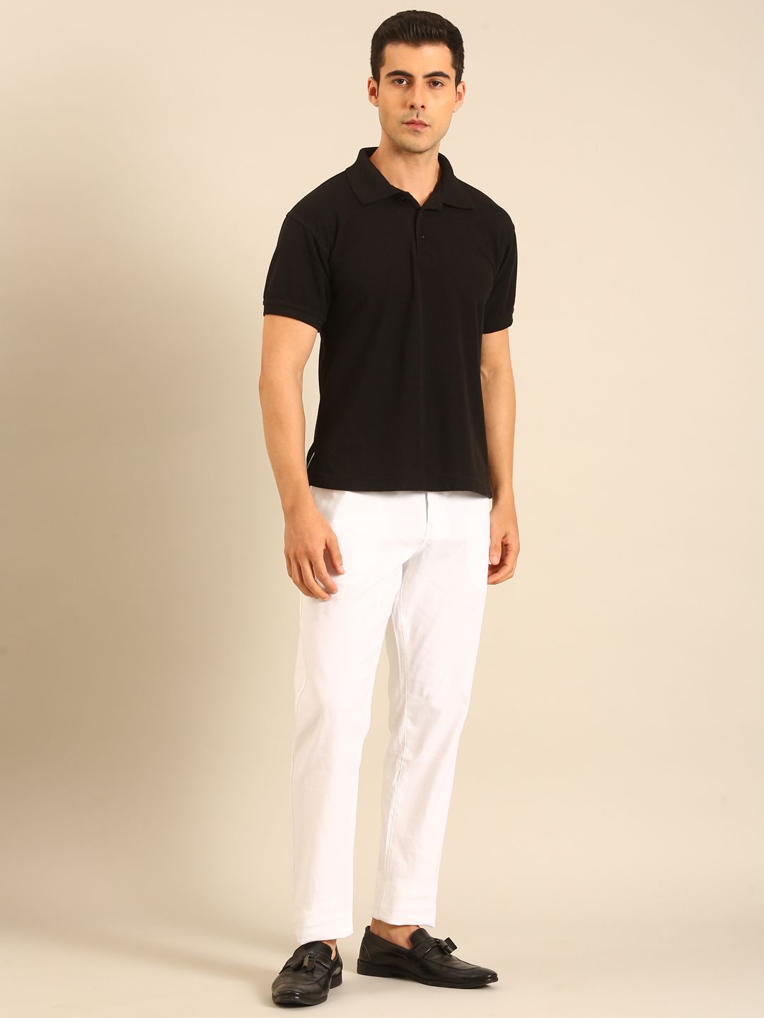 Linen Club Men's Linen White Solid Contemporary Fit Casual Trouser LCTRSDN020086