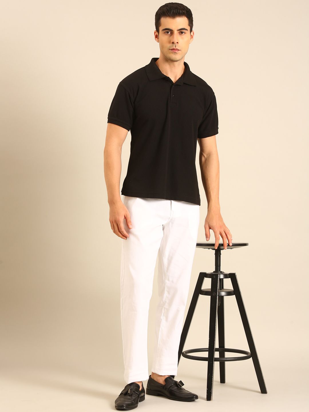 Linen Club Men's Linen White Solid Contemporary Fit Casual Trouser LCTRSDN020086