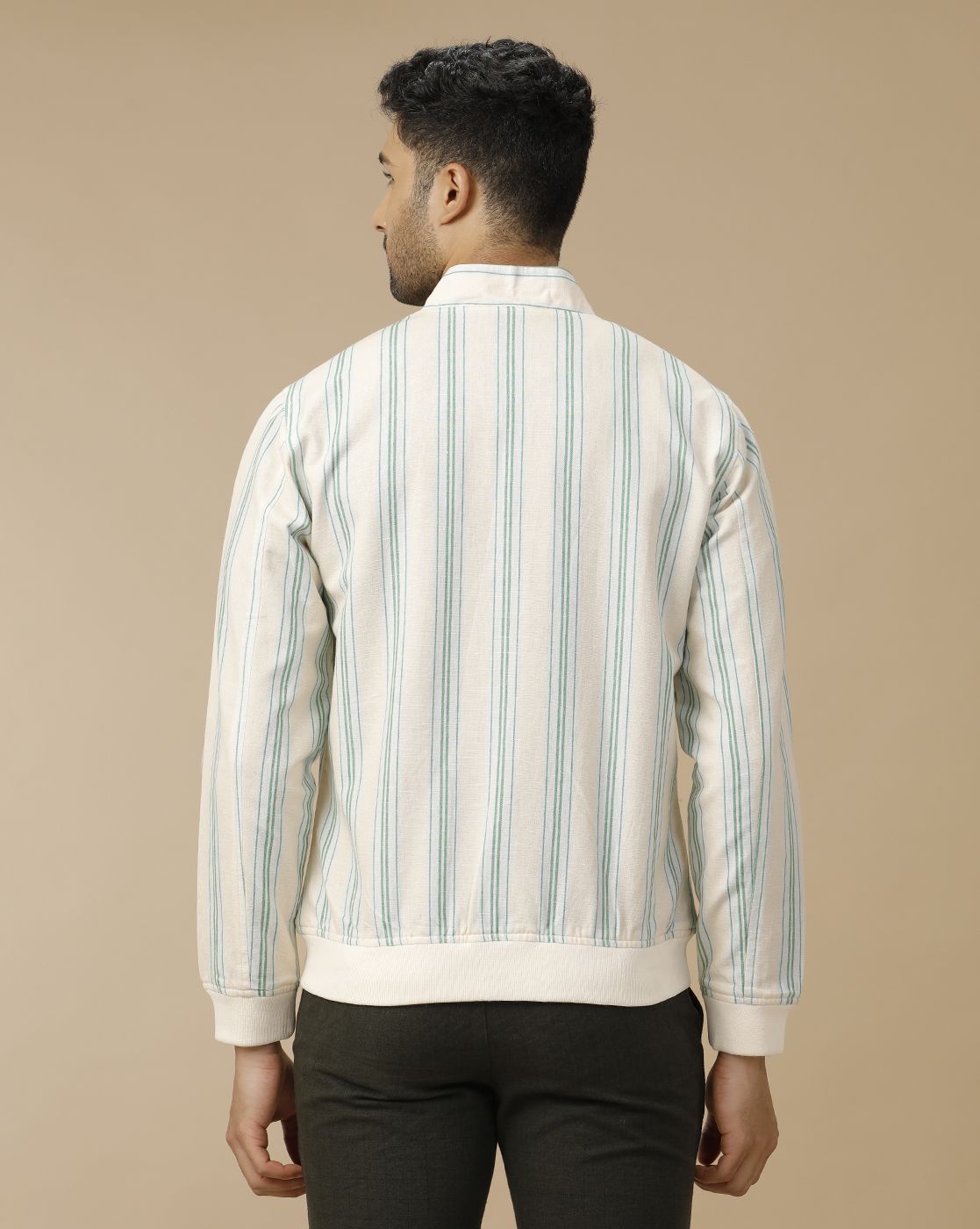 Men's Beige Striped Jacket