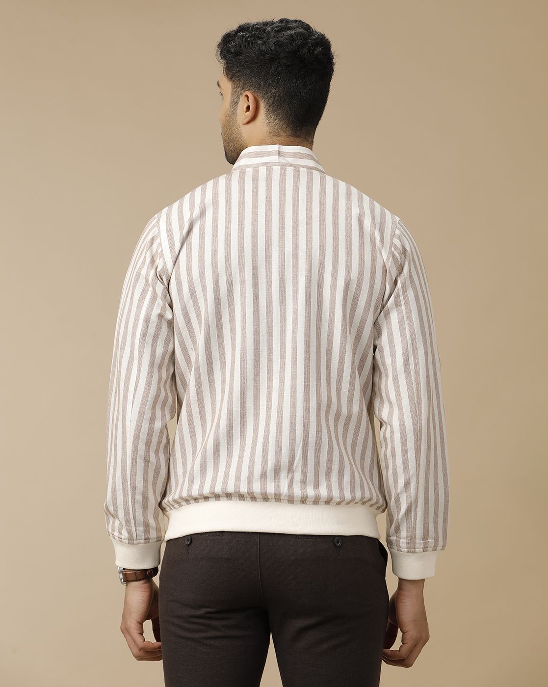 Men's Beige Striped Jacket
