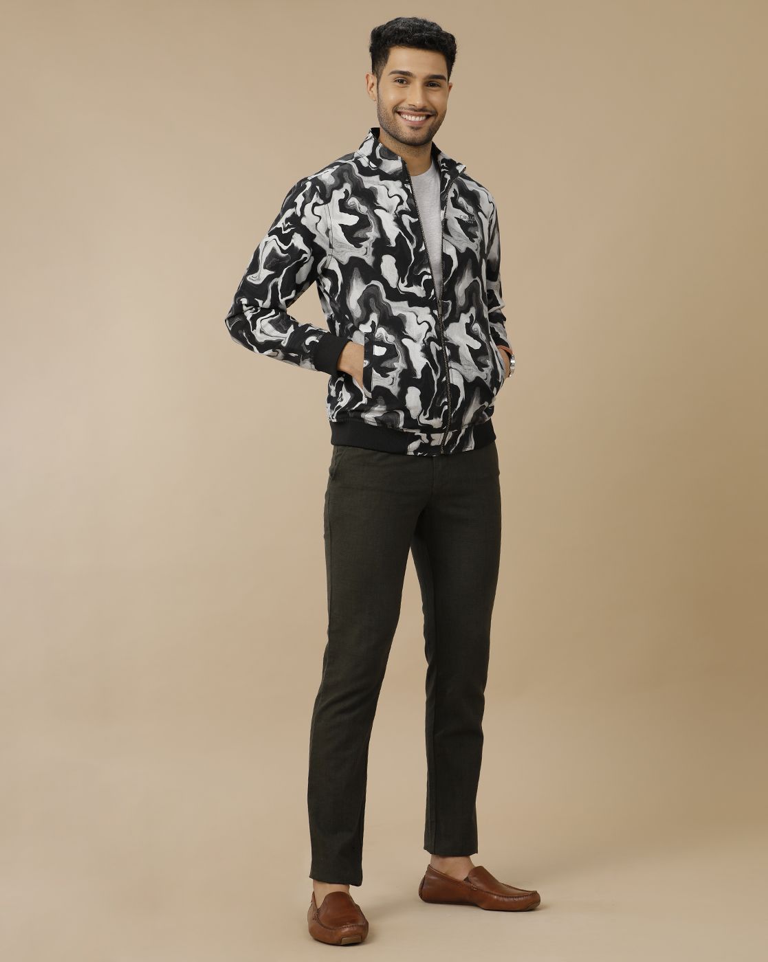 Men's Black Printed Jacket