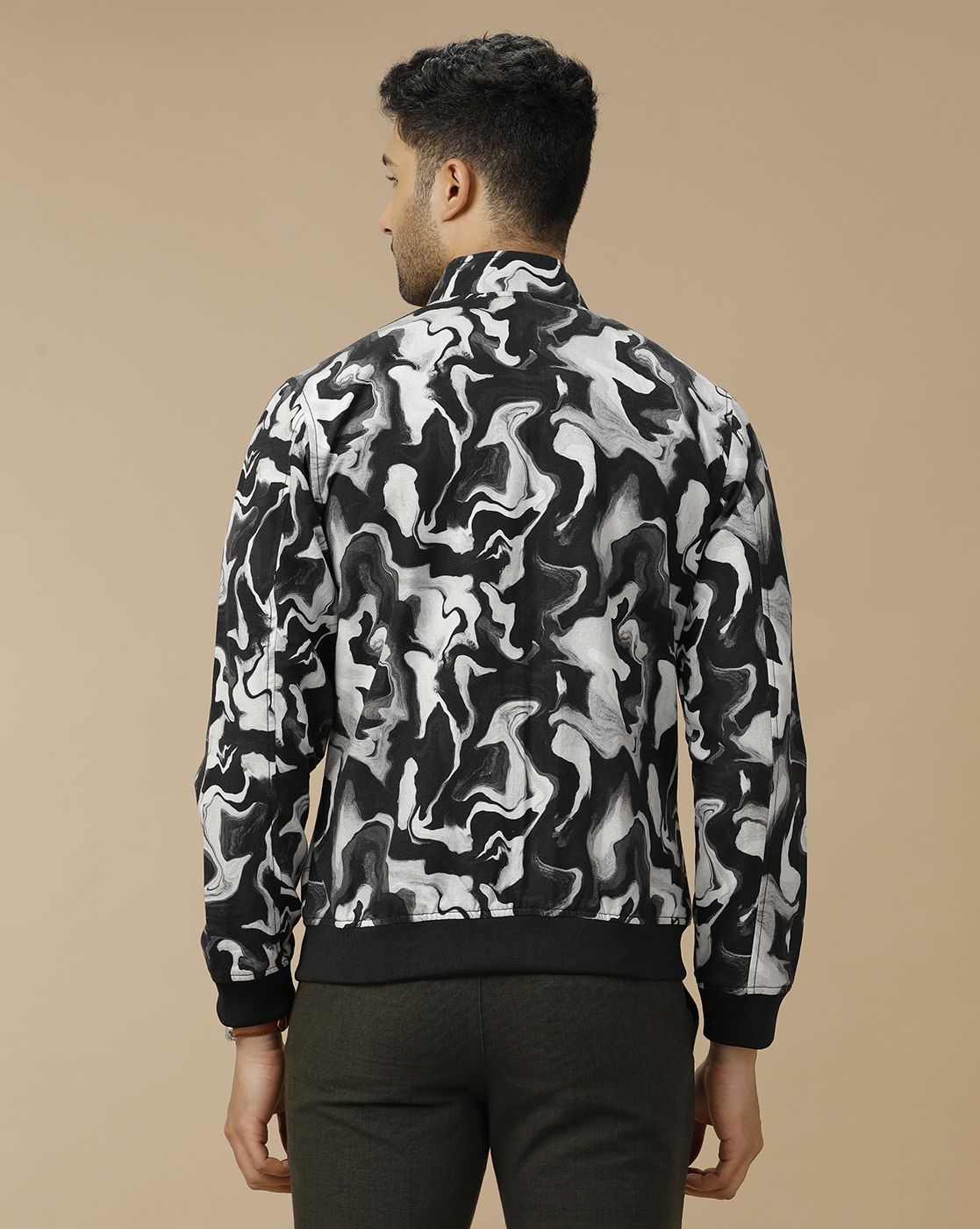 Men's Black Printed Jacket