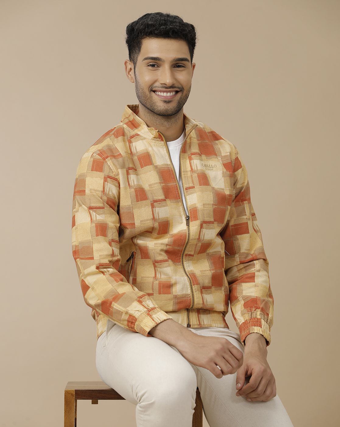 Men's Brown Printed Jacket