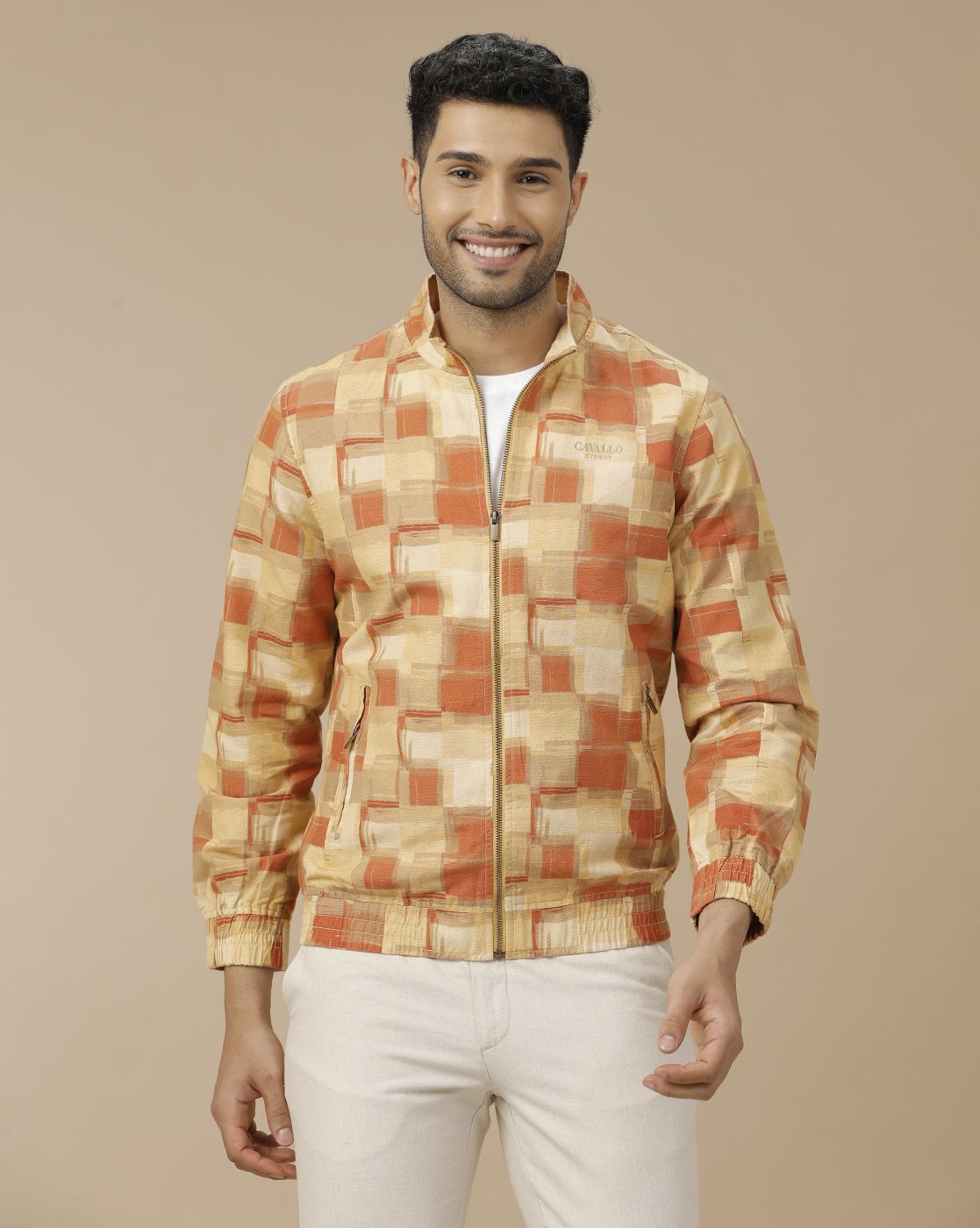 Men's Brown Printed Jacket