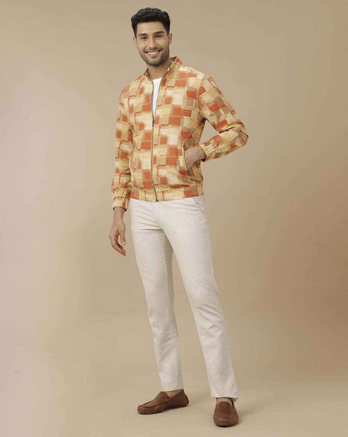 Men's Brown Printed Jacket
