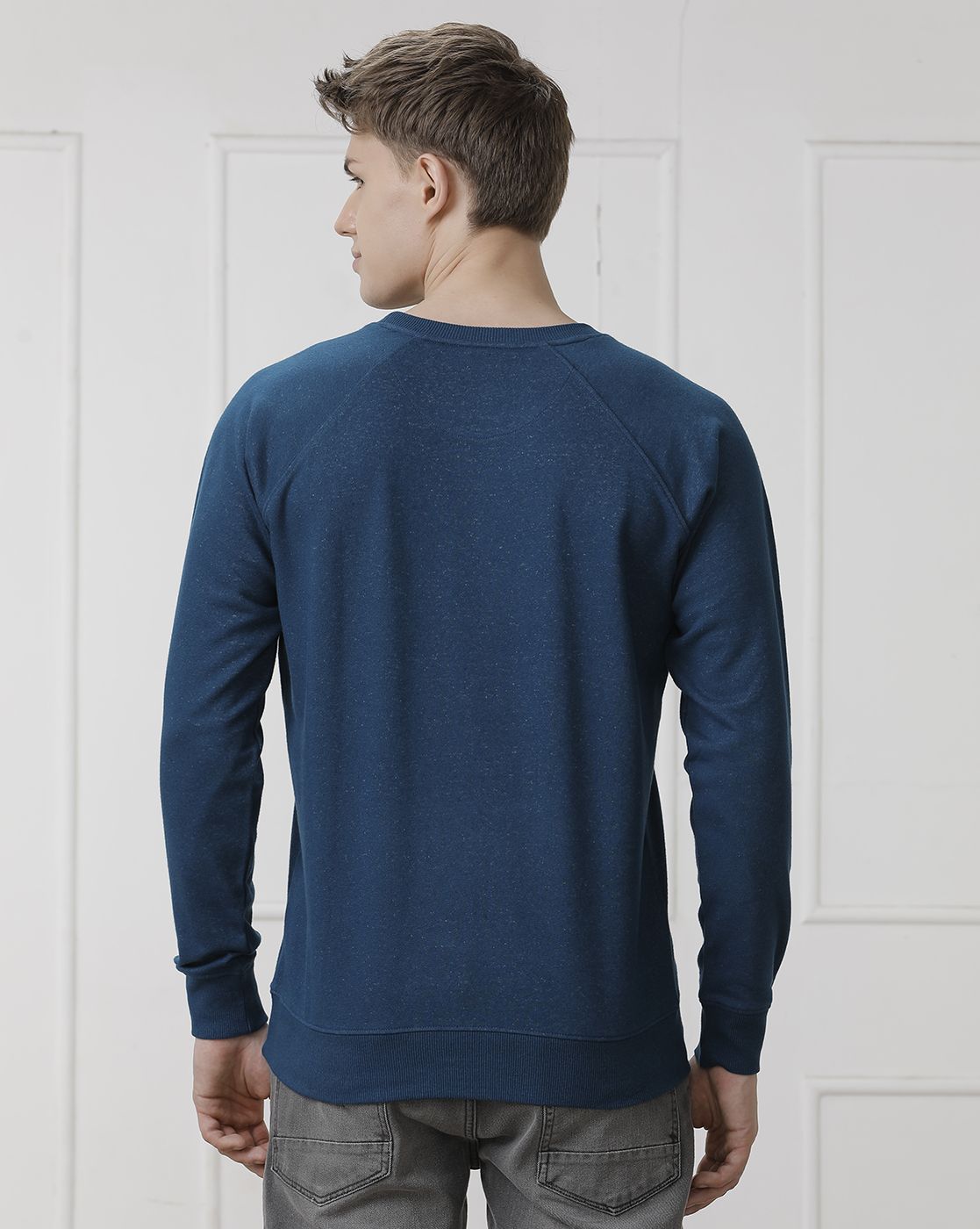 CAVALLO by Linen Club Men's Blue Solid Sweatshirt