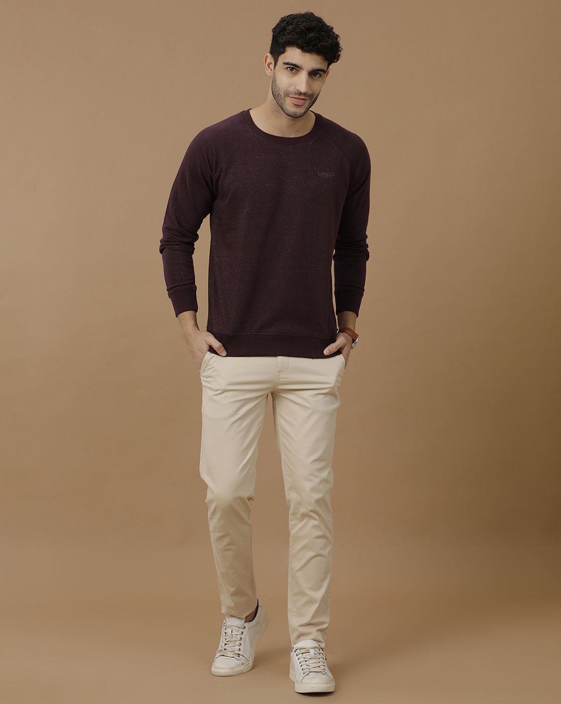 CAVALLO by Linen Club Men's Maroon Solid Sweatshirt