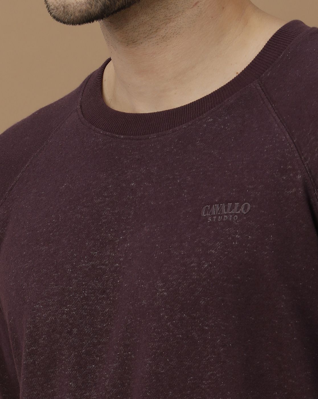 CAVALLO by Linen Club Men's Maroon Solid Sweatshirt