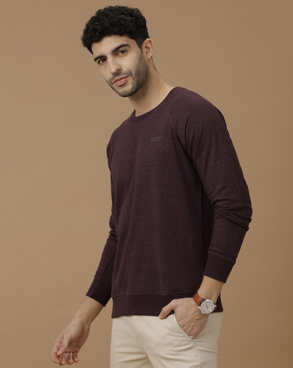 CAVALLO by Linen Club Men's Maroon Solid Sweatshirt