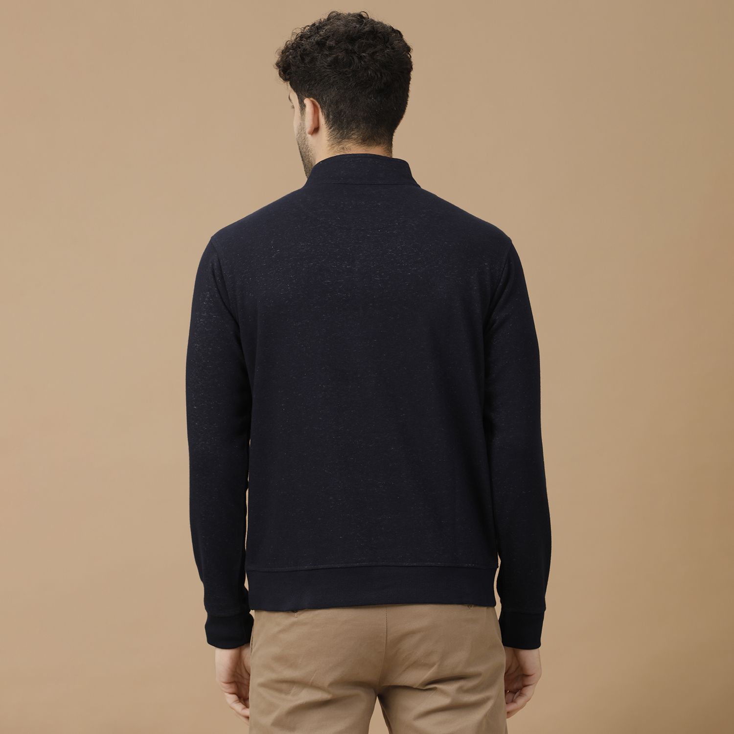 CAVALLO by Linen Club Men's Navy Blue Solid Sweatshirt