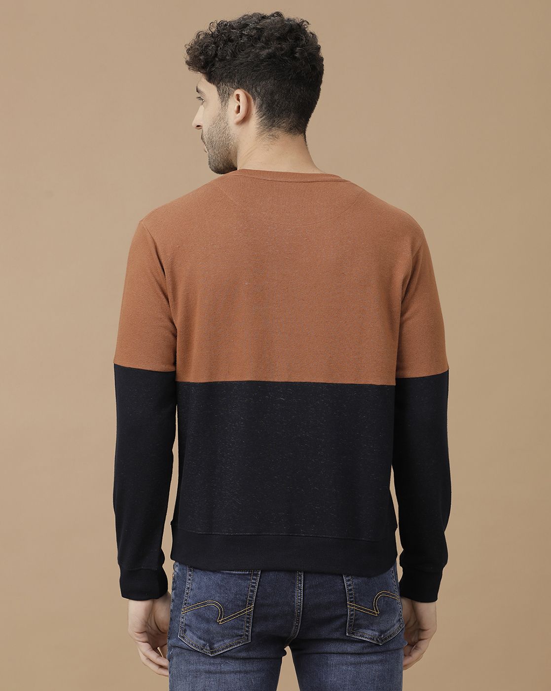 CAVALLO by Linen Club Men's Brown Solid Sweatshirt