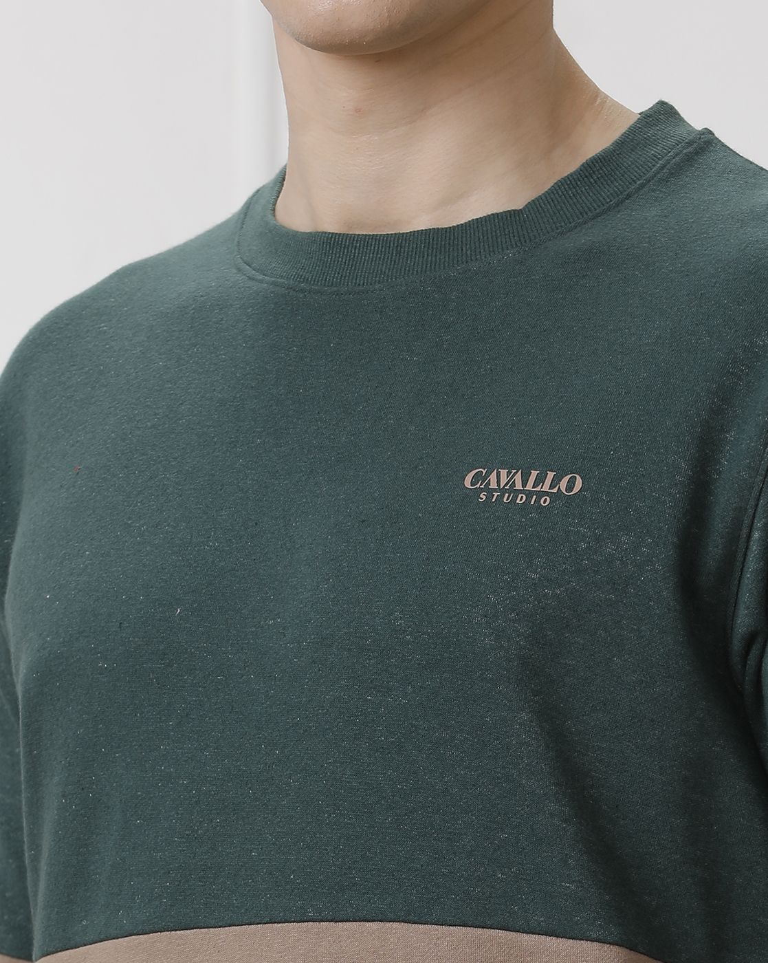 CAVALLO by Linen Club Men's Green Solid Sweatshirt