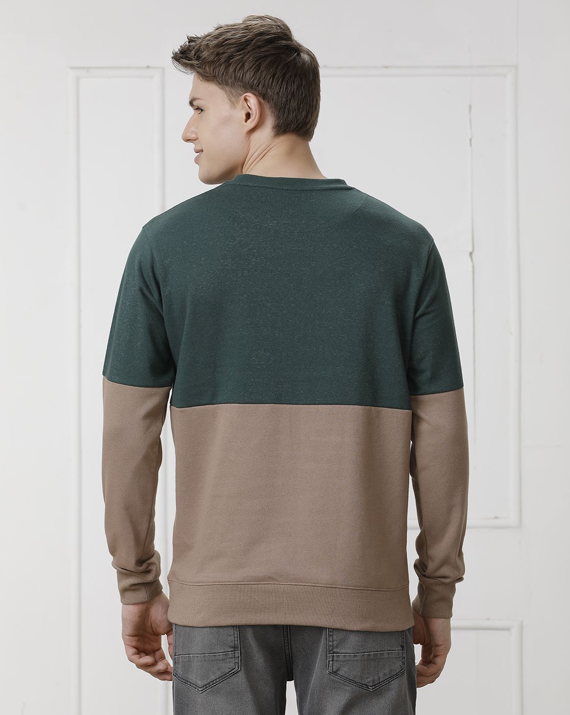 CAVALLO by Linen Club Men's Green Solid Sweatshirt