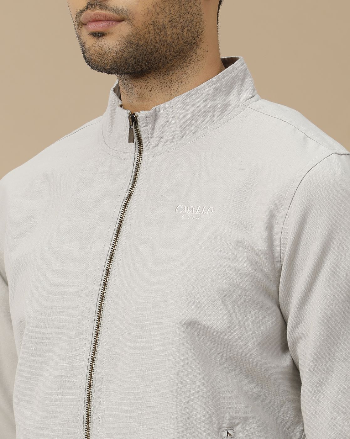 Men's Grey Solid Jacket