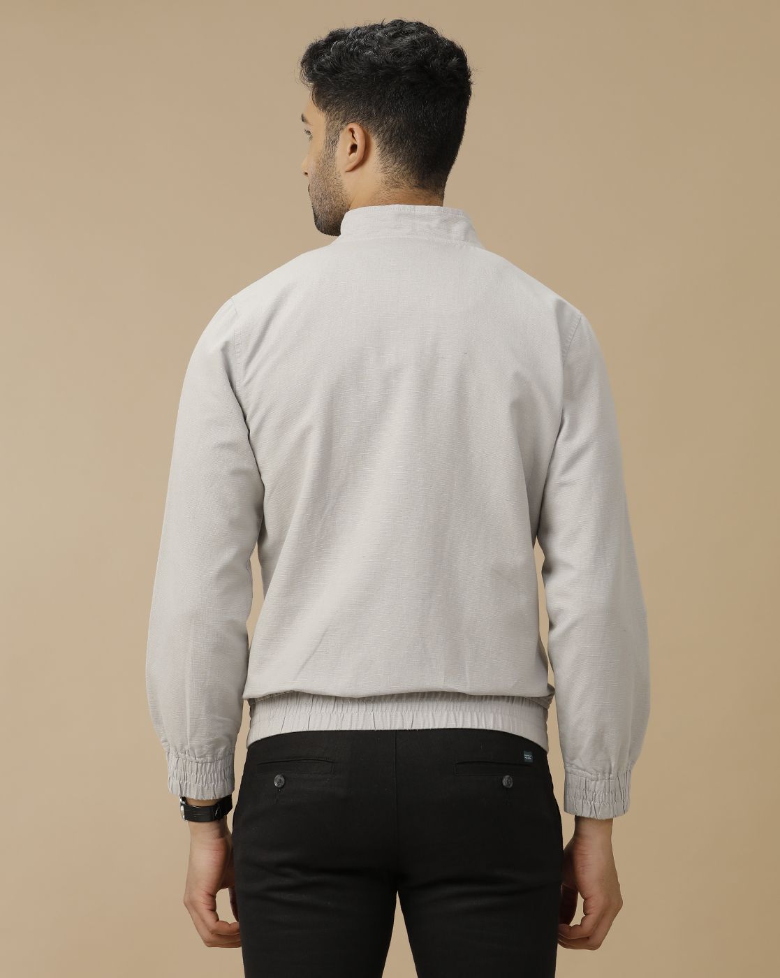 Men's Grey Solid Jacket
