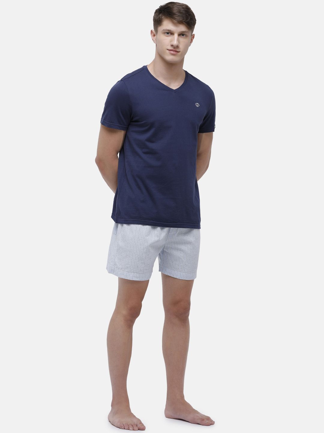 Cavallo By Linen Club Men's Cotton Linen Blue Striped Regular Fit Boxers
