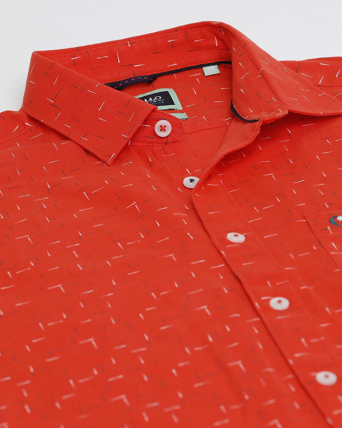 Men's Blended Linen Red Printed Contemporary Fit Full Sleeve Sleeve Casual Shirt
