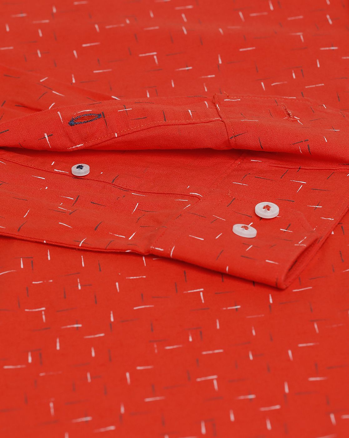Men's Blended Linen Red Printed Contemporary Fit Full Sleeve Sleeve Casual Shirt