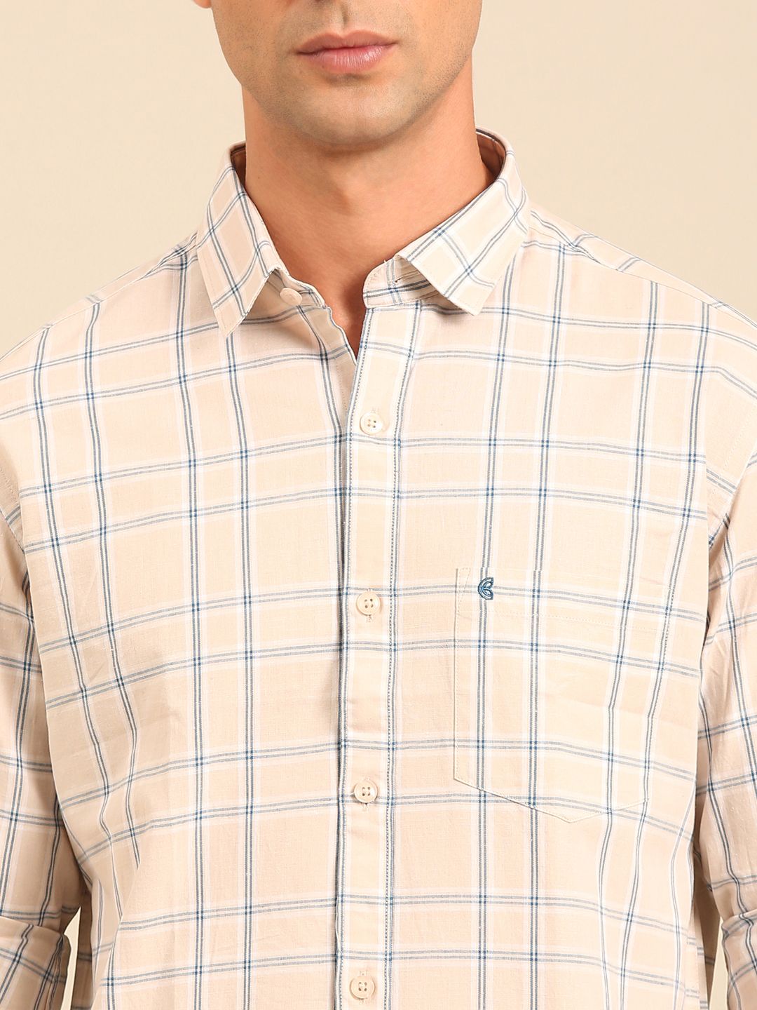 Cavallo by Linen Club Men's Contemporary Fit Linen blend Full Sleeve Checked Shirt CASFCK8039029