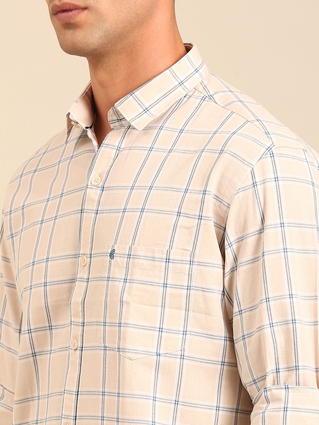 Cavallo by Linen Club Men's Contemporary Fit Linen blend Full Sleeve Checked Shirt CASFCK8039029